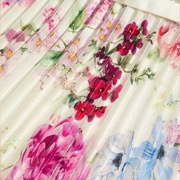 ML Monique Lhuillier Floral Hammered Satin Midi Dress - Picture 6 of 9